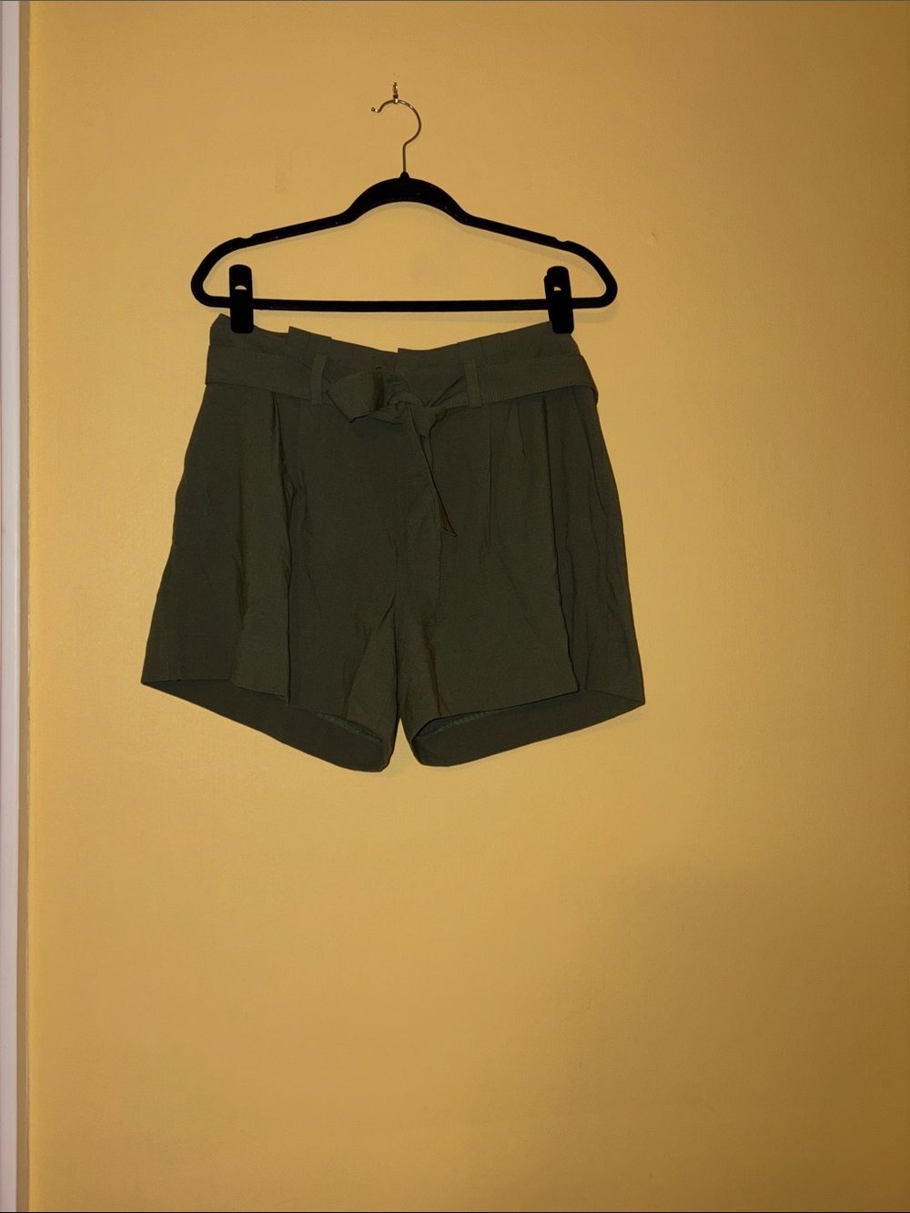 Banana Republic Factory Olive Green High-Waist Paperbag Shorts with Tie